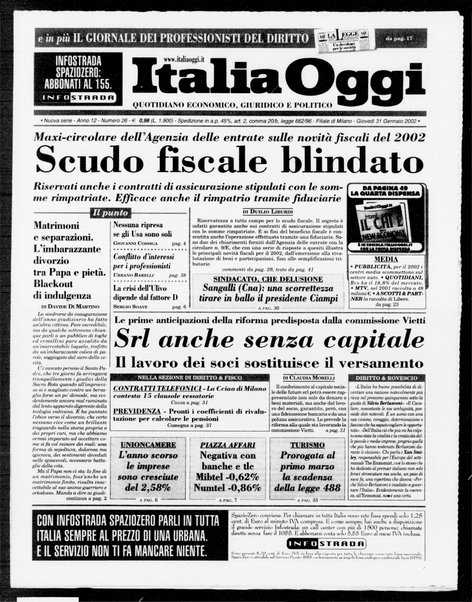 Italia oggi : quotidiano di economia finanza e politica